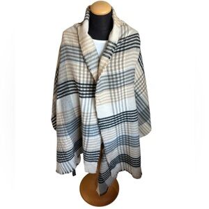 Zara Beige and Black Plaid Shawl Wrap Scarf Size M